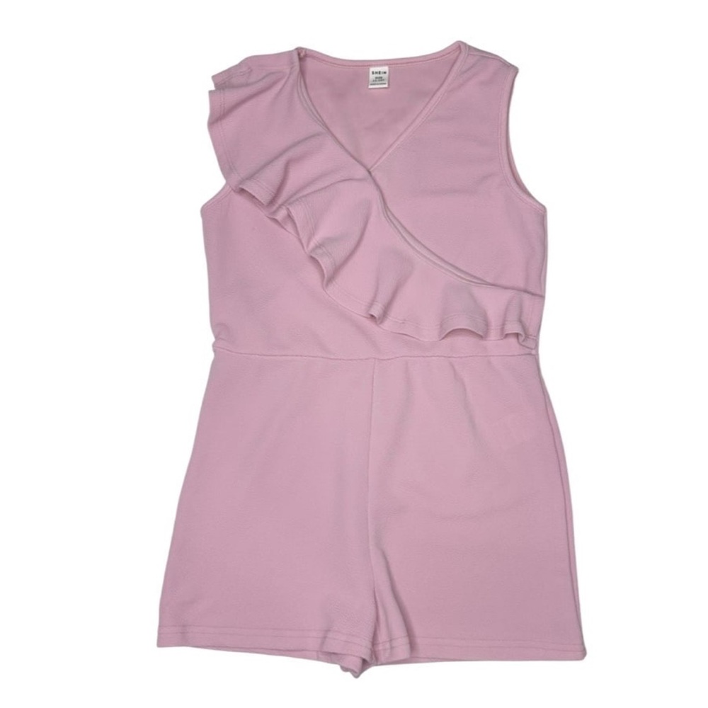 SHEIN Girls Solid Ruffle‎ Detail Romper